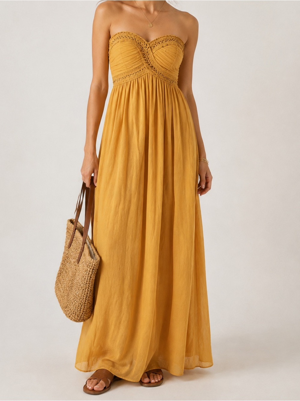 Aryn K Strapless Yellow Maxi Dress NWT Sz. L